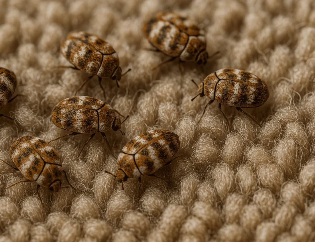 Close-up of a carpet beetle