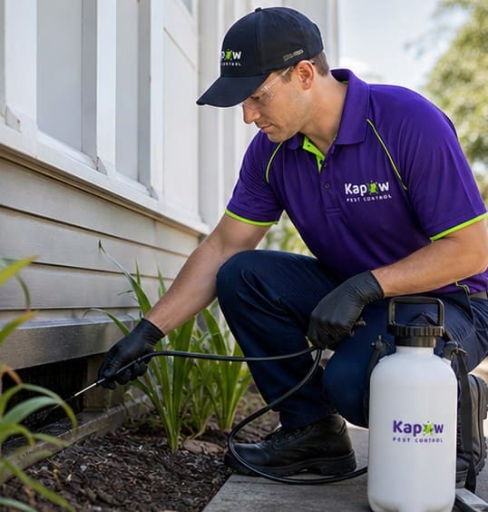 A Kapow technician treating a Newcastle home